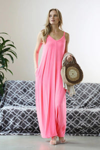 V Neck Cami Dress With Side Pockets