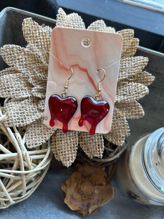 Drop heart earrings