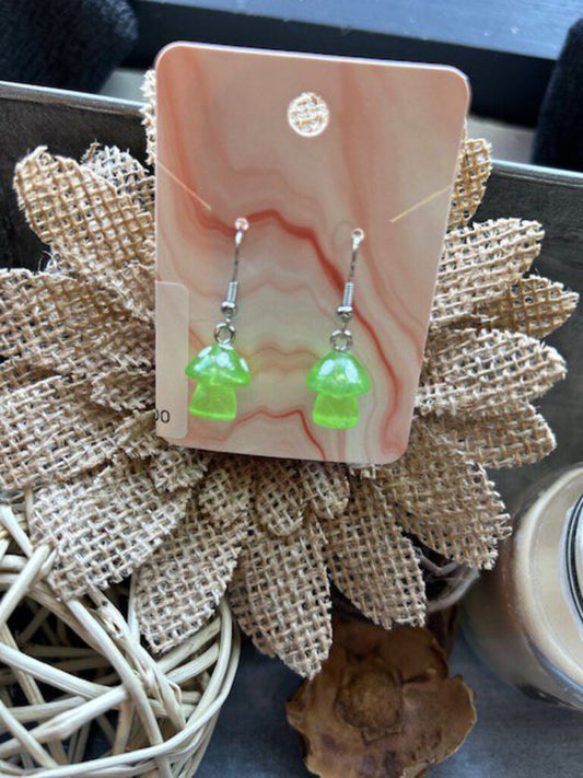 Green mushroom earrings