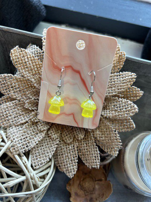 Yellow mushroom earrings