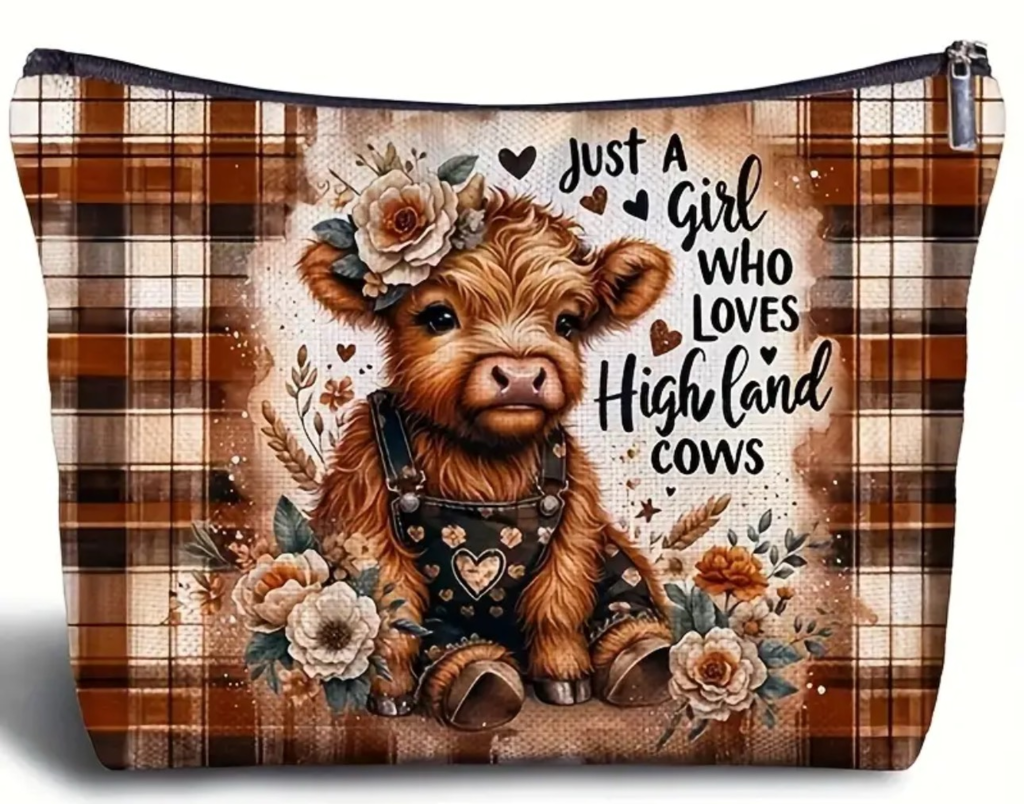Highland cow and floral pattern