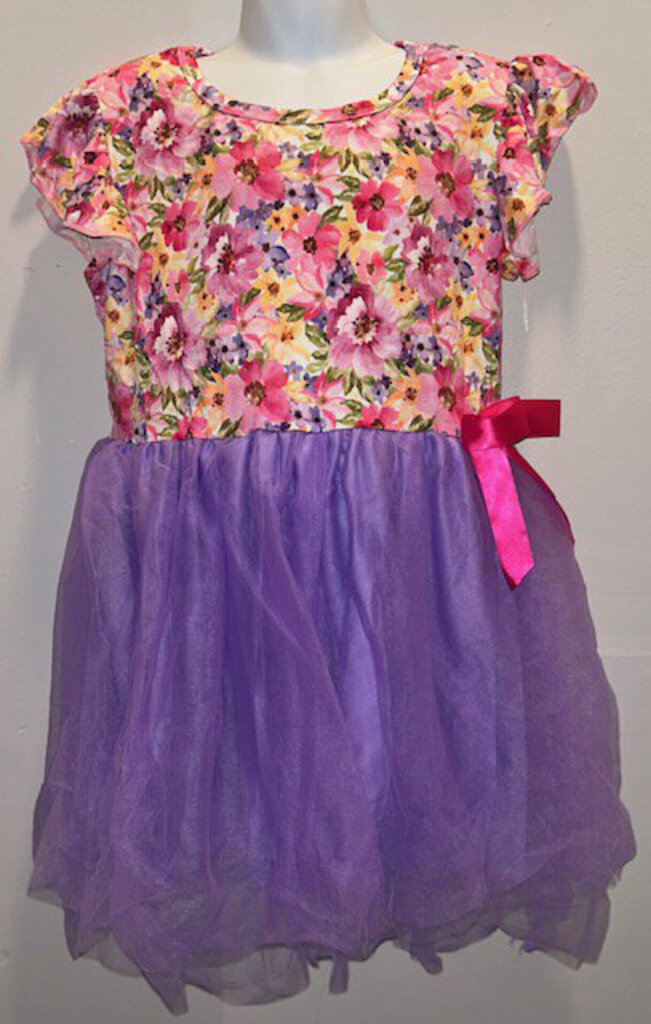 Purple Floral Tulle Dress