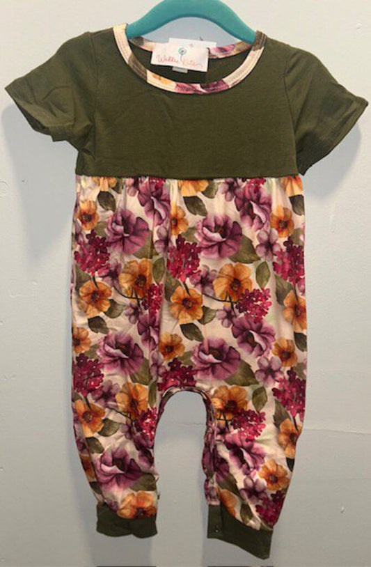 Green Floral Romper