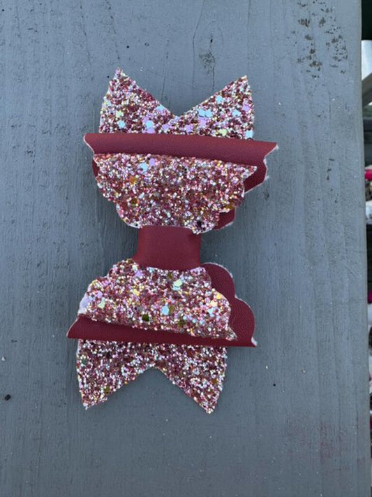 Burgandy and Glitter Dble Bow