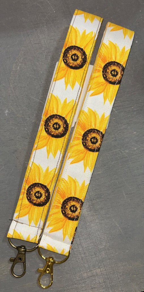 White Sunflower Fabric Wristlet