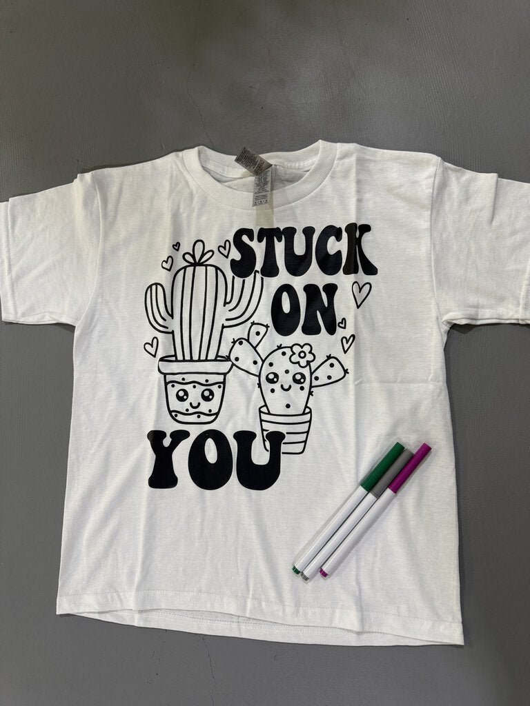 Stuck on you youth coloring tee