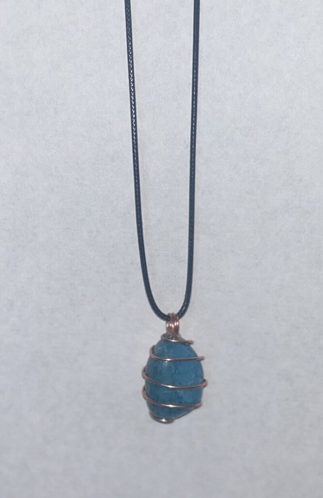 Turquoise Dyed Quartz - rose gold wire 1