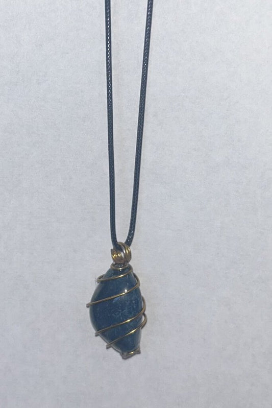 Blue Dyed Eye Agate- gold wire 1