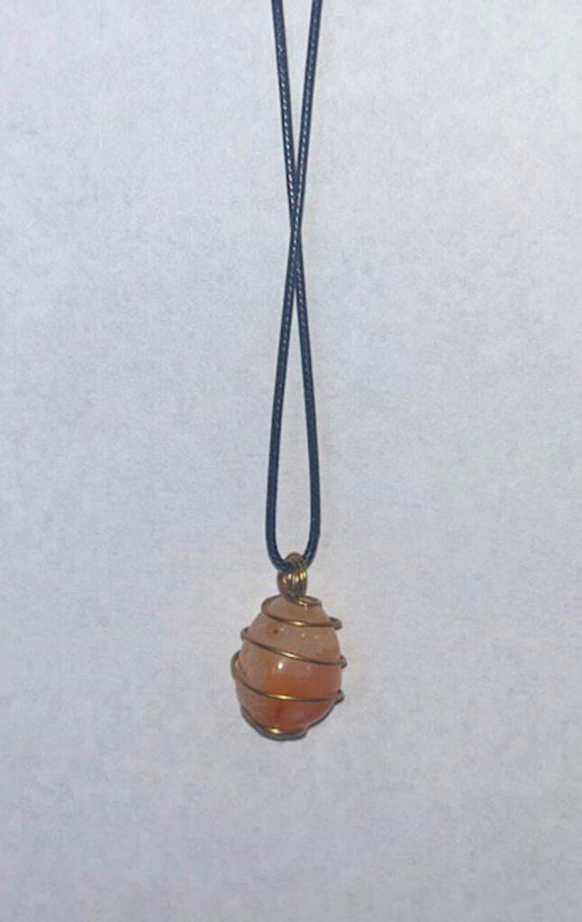 Orange Dyed Crackle Quartz - gold wire 1