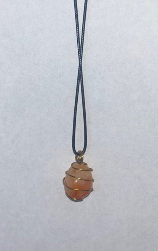 Orange Dyed Crackle Quartz - gold wire 1