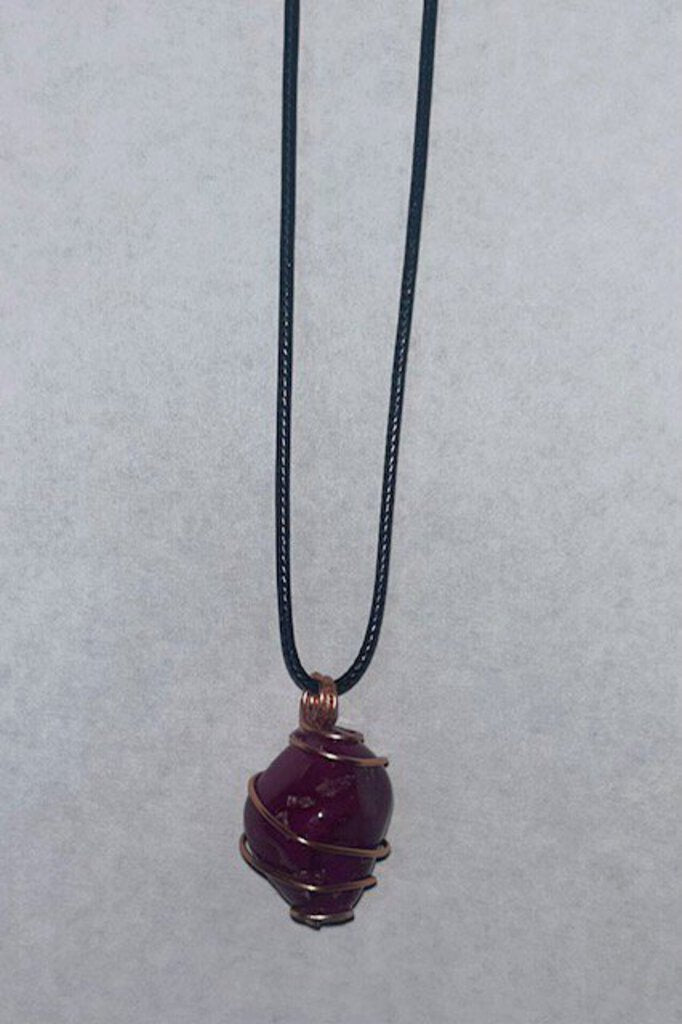 Pink Dyed Agate - rose gold wire 1