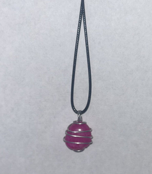 Pink Dyed Quartz - silver wire 3