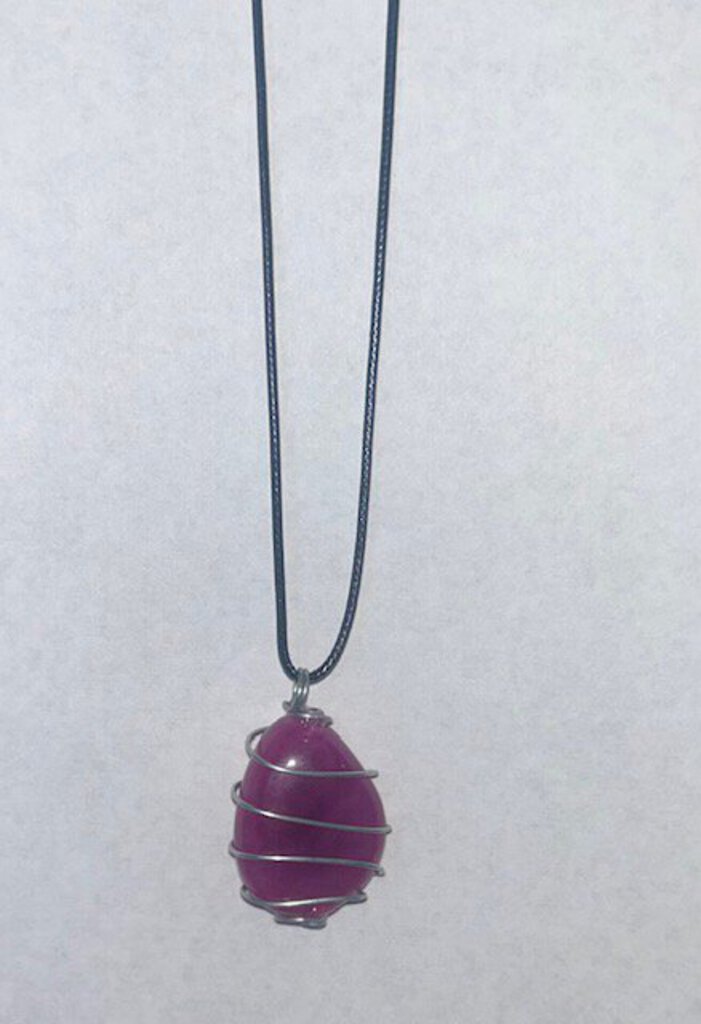 Pink Dyed Quartz - silver wire 2