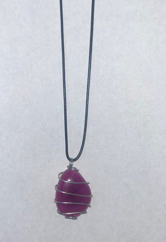 Pink Dyed Quartz - silver wire 2