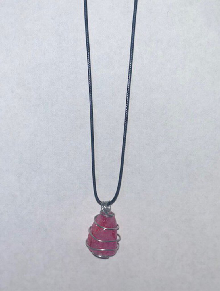 Pink Dyed Quartz - silver wire 4