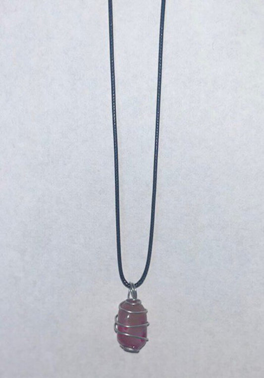 Pink Dyed Quartz - silver wire 1