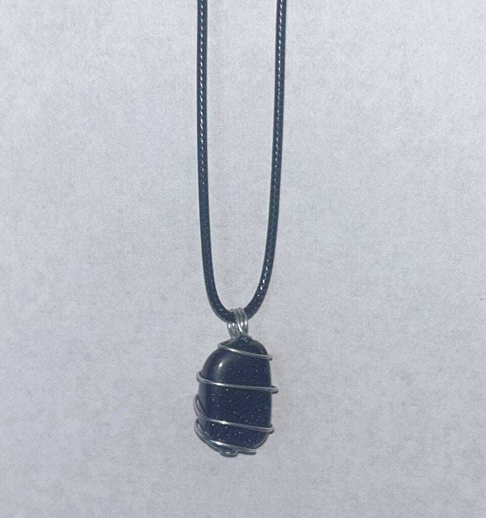 Blue Goldstone - silver wire 1