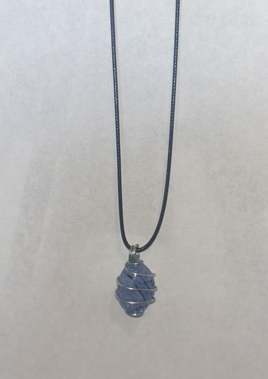 Blue Dyed Quartz - silver wire 1