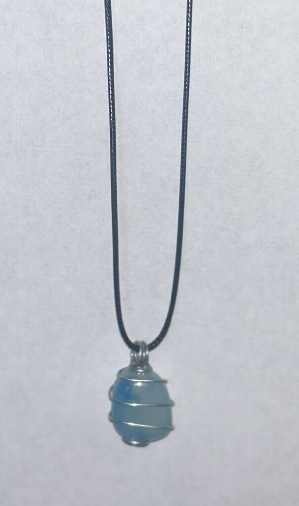 Blue Dyed Quartz - silver wire 2