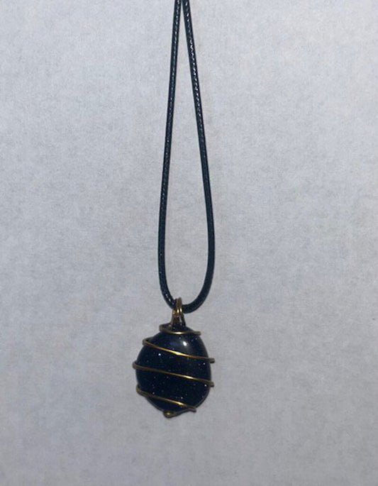 Blue Goldstone - gold wire 1