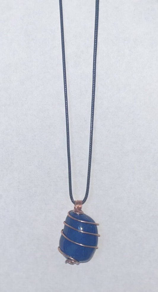 Blue Dyed Quartz - rose gold wire 2