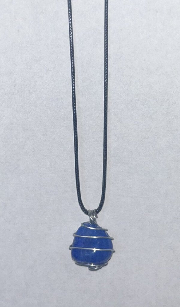 Blue Dyed Quartz - silver wire 3