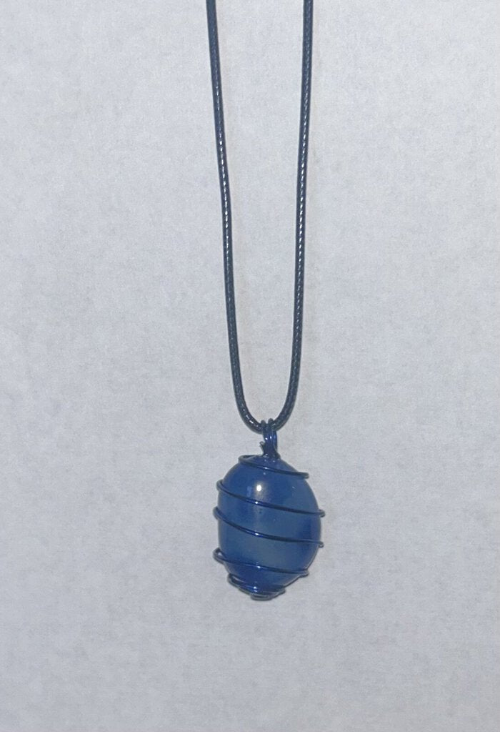 Blue Dyed Quartz - blue wire 2