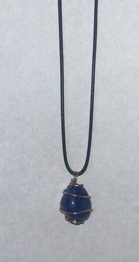 Blue Dyed Quartz - rose gold wire 1