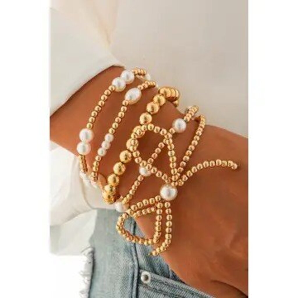 Bow Pearl Beaded Bracelet Set