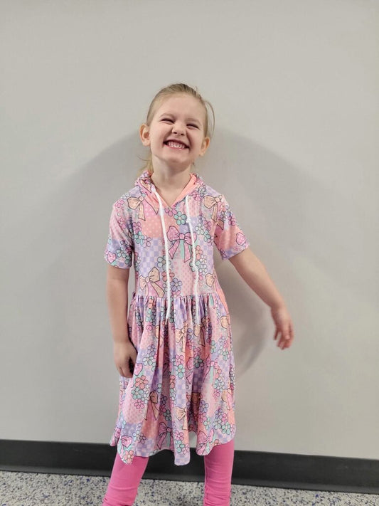 Flower Bow Hooded Dress