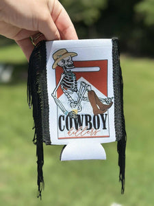 Cowboy killer koozie with fringe