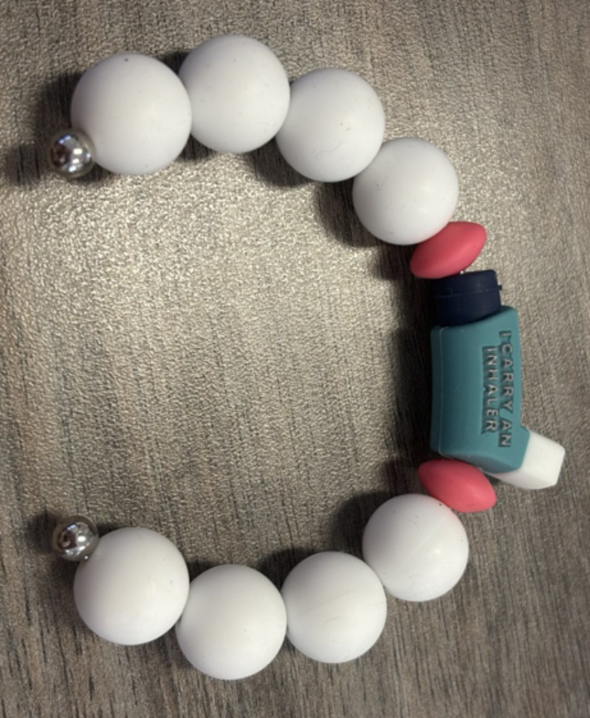 Blue inhaler bracelet