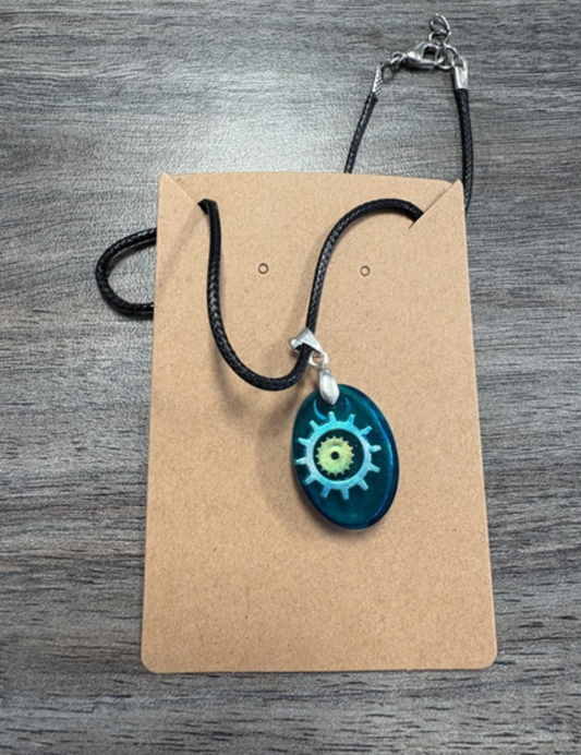 Blue resin necklace