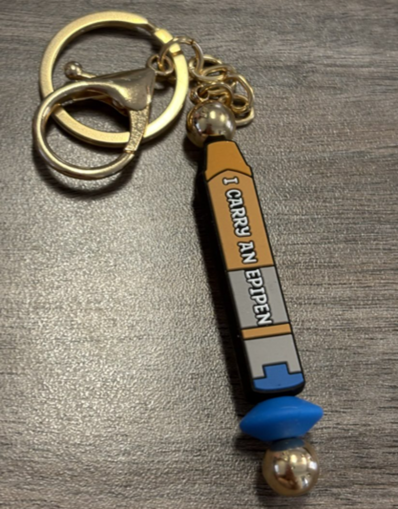 EpiPen bag clip/keychain on gold