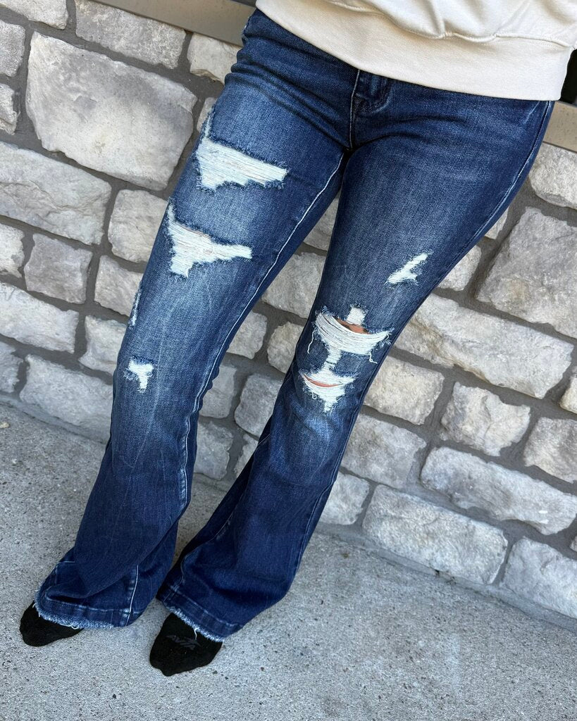 Boho Bloom Mid Rise Flare Jeans