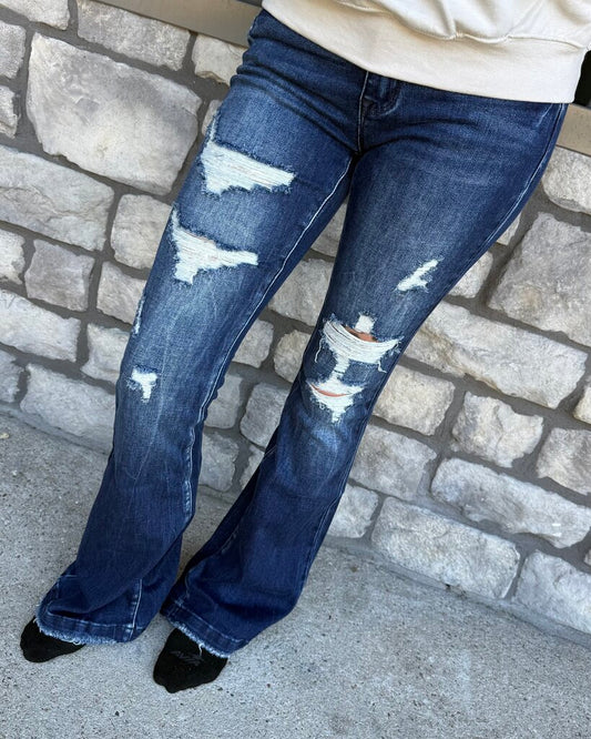 Boho Bloom Mid Rise Flare Jeans