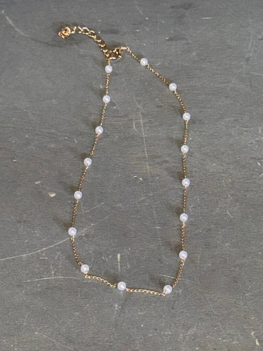 Gold Plated with Pearl Detail Necklace