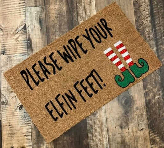 Please Wipe Your Elfin Feet Mat