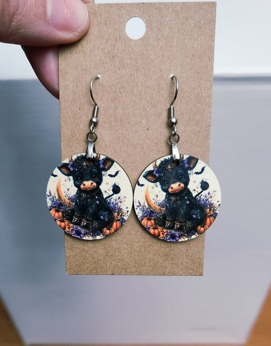 Cow Halloween Circle earrings