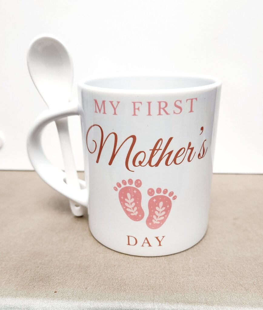My First Mother's Day pnk white mug w/spoon