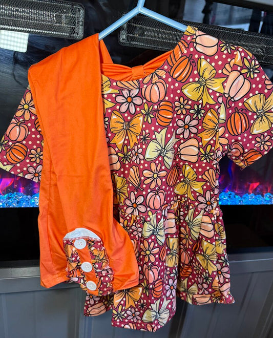 Fall Pumpkin Bow back Set