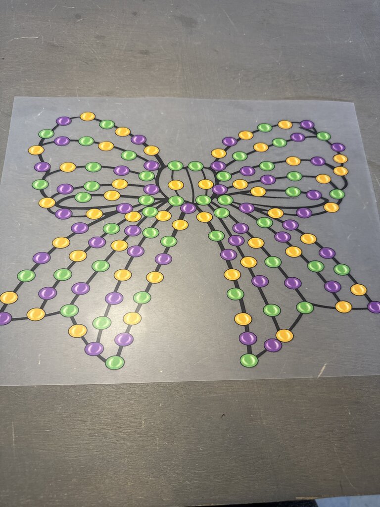 Mardi Gras Bow Full Color Transfer