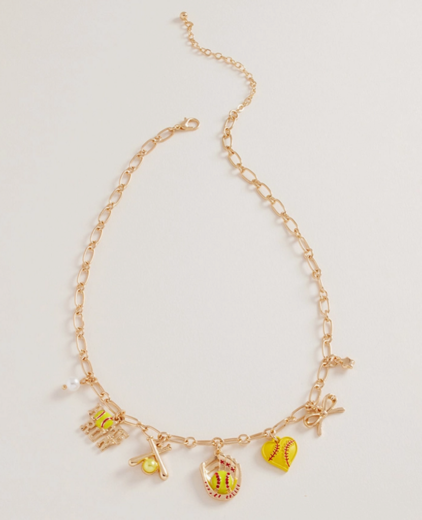 Softball Sweetheart Charm Necklace
