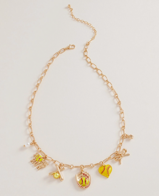Softball Sweetheart Charm Necklace
