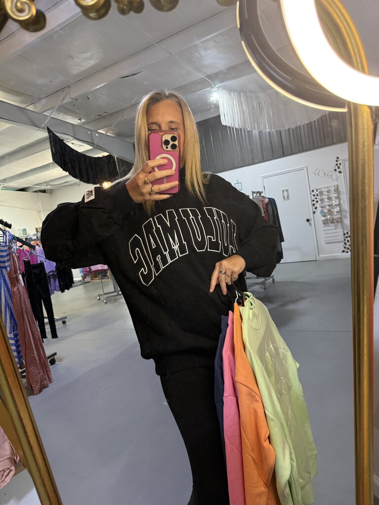 Lulu Mac Stitch Mockneck Terry Cloth Sweatshirt
