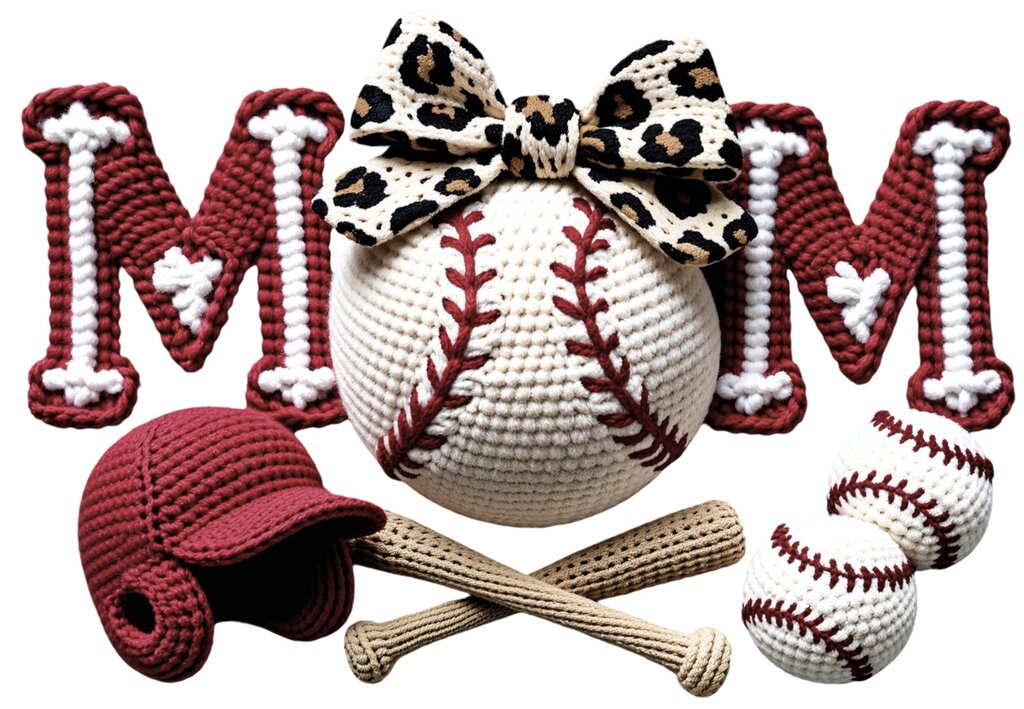 Mom Baseball Faux Yarn Full Color Transfer