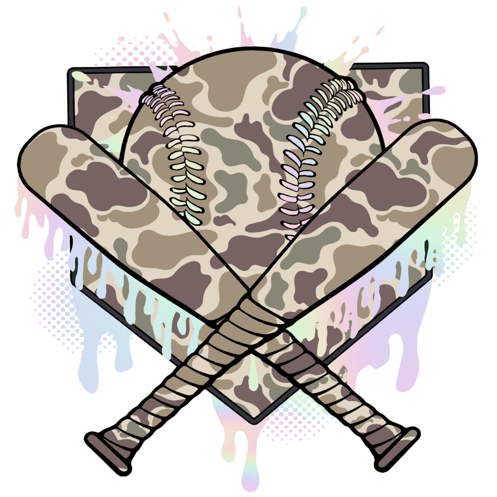 Camo Baseball Drip Full Color Transfer