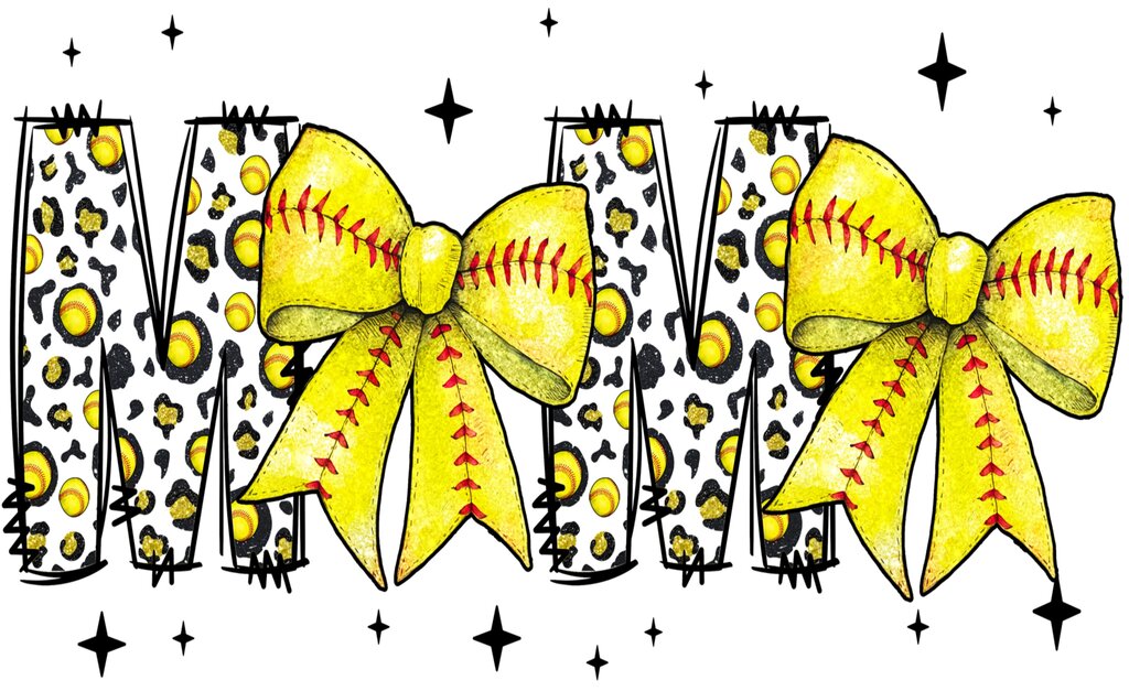 Softball Mama 1 Bow Full color Transfer