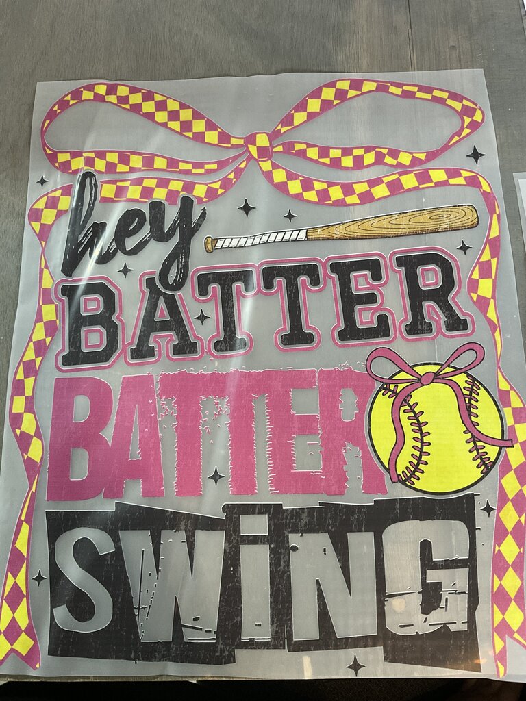 Hey Batter Batter Softball Pink Full color Transfer