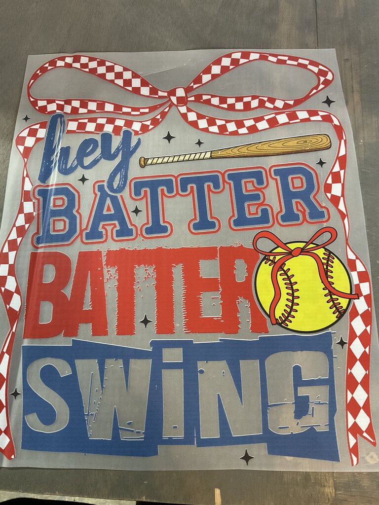 Hey Batter Batter Softball Red Full color Transfer